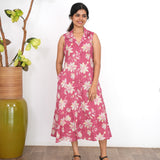 Mauve cotton shirt dress(attached sleeves)