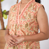 Ira cotton v neck gathered dress -Caramel(attached sleeves)