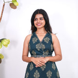 Radhi cotton waist dress-Peacock blue