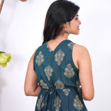 Radhi cotton waist dress-Peacock blue