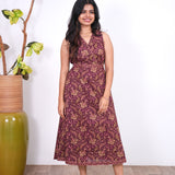 Radhi cotton waist dress-Maroon