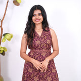 Radhi cotton waist dress-Maroon