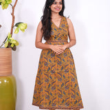 Radhi cotton waist dress-Mustard
