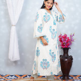 Blue floral cotton alia cut suit set