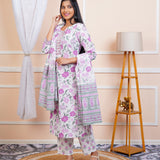 White and Pink Cotton Suit set