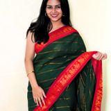 Green madurai cotton sungudi saree