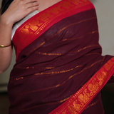 Maroon madurai cotton sungudi saree