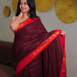 Maroon madurai cotton sungudi saree