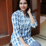 Indigo cotton short kurti