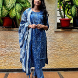 Indigo cotton suit set