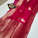 Fuchsia tissue saree with brocade blouse