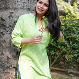 Lime green cotton short kurti