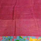 Pacific blue semi tussar saree with contrast red blouse