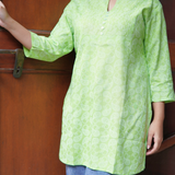 Lime green cotton short kurti