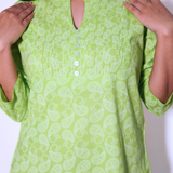 Lime green cotton short kurti