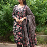 Aurora black floral cotton suit set