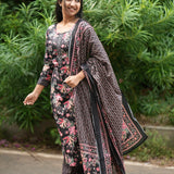 Aurora black floral cotton suit set