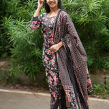 Aurora black floral cotton suit set