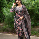 Aurora black floral cotton suit set