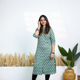 Forest green cotton kurti