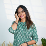 Forest green cotton kurti