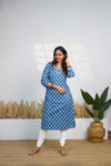 Royal blue V neck cotton kurti