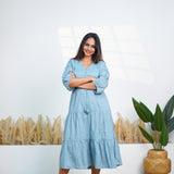Powder blue cotton midi dress