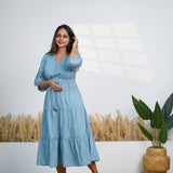 Powder blue cotton midi dress