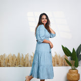 Powder blue cotton midi dress
