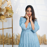 Powder blue cotton midi dress