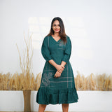 Peacock green cotton midi dress