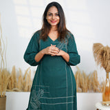 Peacock green cotton midi dress
