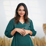 Peacock green cotton midi dress