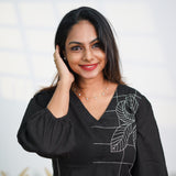 Black cotton midi dress