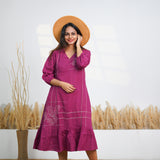 Magenta cotton midi dress