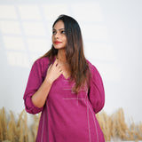Magenta cotton midi dress