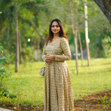 Beige angrakha style long dress