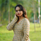 Beige angrakha style long dress