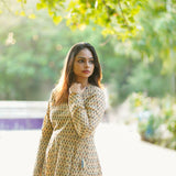 Beige angrakha style long dress