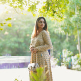 Beige angrakha style long dress