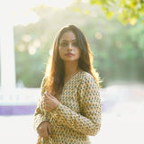 Beige angrakha style long dress