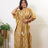 Pastel yellow cotton kaftan
