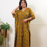 Mustard lotus cotton kaftan