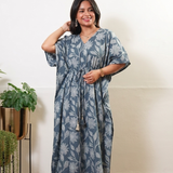 Powder blue marigold cotton kaftan