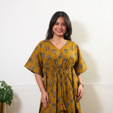 Mustard lotus cotton kaftan