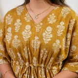 Pastel yellow cotton kaftan