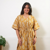 Pastel yellow cotton kaftan