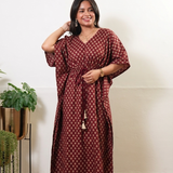 Maroon butta cotton kaftan