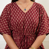 Maroon butta cotton kaftan
