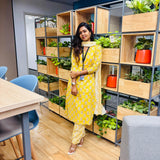 Mustard floral cotton suit set